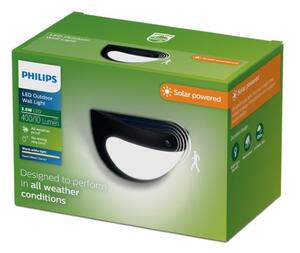 Solární nástěnné svítidlo se senzorem LED 2700K čierna IP44 PHILIPS Swyn 8721103105554