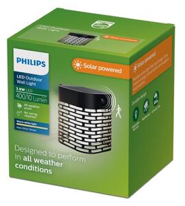 Solární nástěnné svítidlo se senzorem LED 2700K čierna IP44 PHILIPS Hara 8721103105578