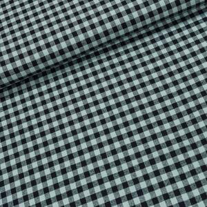 Flanel bavlněný tkaný / oboustranný, mintovo-černá kostka, š.150cm (látka v metráži)