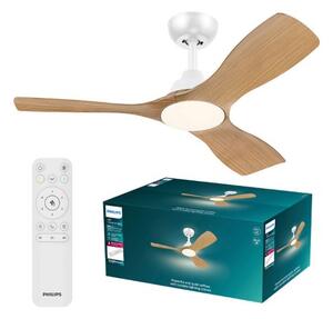Stropní ventilátor se světlem LED 3000–6500K biela, drevo IP20 PHILIPS Olas 8721103095985