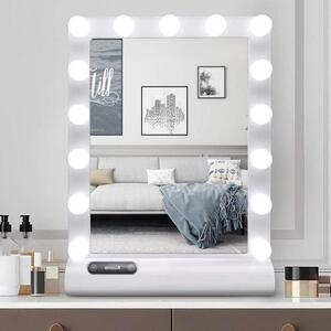 Zrcadlo do make-upu – Zrcadlo s osvětlením – Perfektní make-up – 3 barvy světla – 55 x 40 cm – Bílé