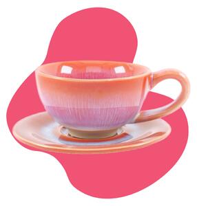 Penerini coffee SET - Keramický šálek s podšálkem Pink 150 ml