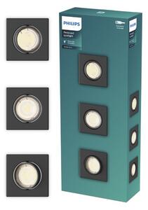 Zapuštěné svítidlo GU10 čierna IP20 PHILIPS Peridot 8721103037039 balení 3 ks