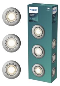 Zapuštěné svítidlo GU10 nikl IP20 PHILIPS Peridot 8721103036995 balení 3 ks