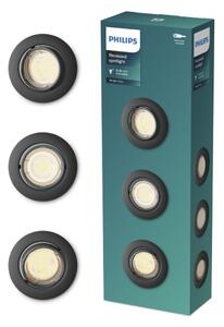 Zapuštěné svítidlo GU10 čierna IP20 PHILIPS Peridot 8720169376083 balení 3 ks