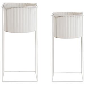 Sada 2 vyvýšených květináčů PULSATILLA 20/22 cm Kov Pastelově růžová