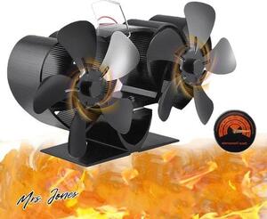Ventilátor Jones Openhaard, 10 lopatek, topný ventilátor s dvojím motorem, ventilátor poháněný teplem, pro kamna na dřevo, vylepšený model