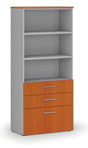 Kancelářská skříň s kombinovanými zásuvkami PRIMO GRAY, 1781 x 800 x 420 mm, šedá/třešeň