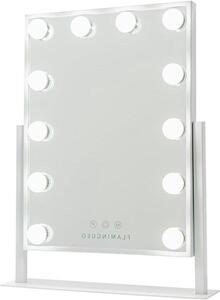 Zrcadlo do koupelny s osvětlením – nastavitelný zrcadlo – ideální pro líčení – 12 LED diod – rozměry 365 x 475 cm – bílá barva