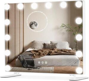 Kosmetické zrcadlo s osvětlením – Osvětlené zrcadlo – Pro přesné nanášení make-upu – 14 stmívatelných LED diod – 50 x 40 cm – Stříbrná barva