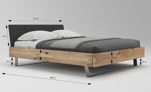 Dubová postel Steel 01 na kovových nohách 180x200