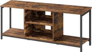 TV stolek – Nízky televizní stolek – Nábytek do obývacího pokoje – Industriální design – Šířka 147 cm – Vintage, hnědá a černá barva