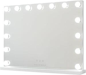 Zrcadlo s osvětlením – Kosmetické zrcadlo – Perfektní líčení – Nastavitelná intenzita světla – 58x43x12 cm – Bílá barva