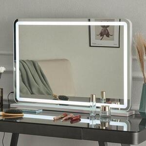 Zrcadlo s osvětlením – hollywoodské zrcadlo – ideální pro líčení – nastavitelné barvy světla – rozměry 80 x 55 cm – bílá barva