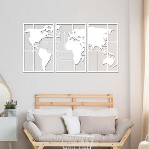 Dřevo života | Dřevěná mapa světa GEOMETRY | Barva: Bílá | Velikost map: 60x32