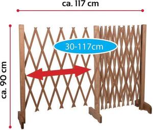 Ohrádka pro psy – Bezpečnostní ohrádka – Pro domácí zvířata – Výsuvná – 30–117 cm – Hnědá