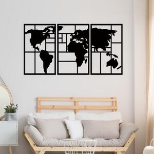 Dřevo života | Dřevěná mapa světa GEOMETRY | Barva: Černá | Velikost map: 90x48