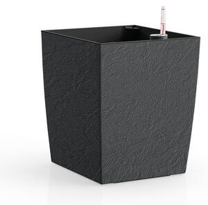 Květináč DELTO STONE 25x25x25 samozavlažovací nízký antracit
