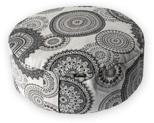 GADEO meditační sedák MANDALA ŠEDÁ Rozměr: Ø33x13cm, Výplň: polštář s pohankovými slupkami + potah