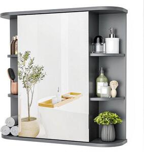Zrcadlová skříňka do koupelny - Nástěnná úložná skříňka - Pro organizaci prostoru - Velké HD zrcadlo - 68 x 60 cm - Šedá barva