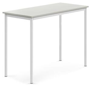 AJ Produkty Stůl BORÅS, 1200x600x900 mm, bílé nohy, HPL deska, šedá