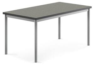AJ Produkty Stůl SONITUS, 1200x700x600 mm, stříbrné nohy, deska s linoleem, tmavě šedá