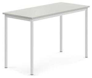 AJ Produkty Stůl SONITUS, 1200x600x760 mm, bílé nohy, HPL deska tlumící hluk, šedá