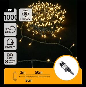 Aigostar - LED Venkovní řetěz 1000xLED/8 funkcí 53m IP44 teplá bílá