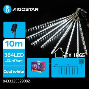 Aigostar - LED Solární řetěz 384xLED/13m IP65 studená bílá