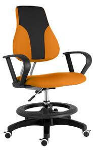 Dětská rostoucí židle s podnoží BAMBINO – látka, černo-oranžová