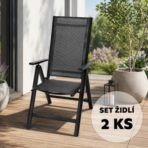 Set 2 ks hliníkových polohovacích křesel Avenberg ISLA černá