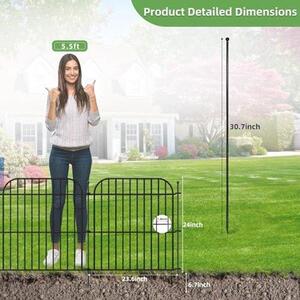 Dekorativní plot – plot pro ochranu před zvířaty – ohraničení zahrady – nerezová ocel – 5 panelů, celková délka 3 metry – černá barva