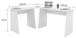 ROHOVÝ PSACÍ STŮL, bílá, Sonoma dub, 105/135/74 cm MID.YOU - Rohové psací stoly, Online Only