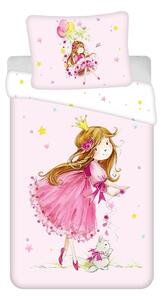 Růžové bavlněné dětské povlečení na jednolůžko 140x200 cm Fairy – Jerry Fabrics