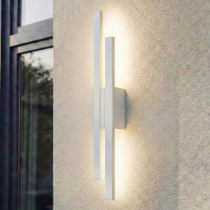 Lindby LED venkovní nástěnné svítidlo Sakari, bílé, hliník, výška 59 cm, Bílá / opál, Hliník, Moderní