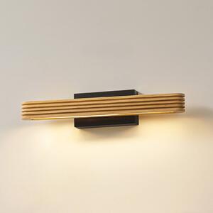 Lucande LED nástěnné světlo Lieske, 40 cm, dřevo, černé, Světlé dřevo, Obývací pokoj / jídelna, Dřevo, Moderní
