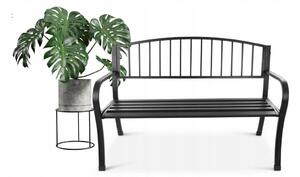Zahradní lavička s opěradlem Bauerkraft kovová šedá 125 cm x 53 cm