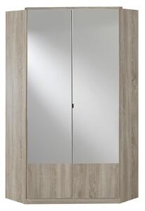 ROHOVÁ ŠATNÍ SKŘÍŇ SE ZRCADLEM, barvy dubu, 95/199/95 cm MID.YOU - Šatní skříně, Online Only