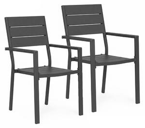 Sada 2 zahradních židlí na terasa balkon ocel HDPE šedé MultiGarden