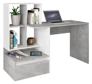 HezkýNábytek.cz PC stolek Nacio (beton + bílá). 1116420