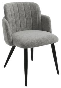 BEAUTYSOFA | Moderní čalouněná židle VELTO Šedá látka RAVEN buklé, jídelní židle s područkami a opěradlem, kuchyňská židle, jídelní židle