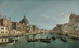 (1697-1768) Canaletto - Obrazová reprodukce The Grand Canal in Venice with San Simeone Piccolo and the Scalzi church, (40 x 24.6 cm)