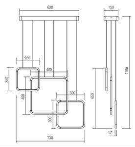 Redo 01-2098 - LED Stmívatelný lustr na lanku THAI LED/66W/230V 3000K černá