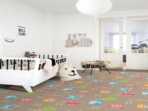 Dětský koberec Sovička SILK 5258 hnědá 60x60 cm