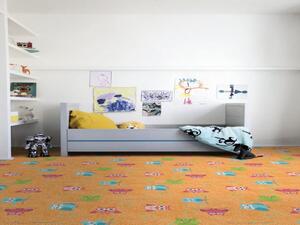 Vopi | Dětský koberec Sovička SILK 5248 oranžovožlutá - 1 m2 Sovička Silk 5248 S OBŠITÍM