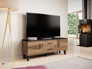 TV stolek Sanna 140 2D2S, Barva: wotan / wotan + černý 5903211062681