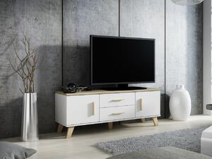 TV stolek Sanna 140 2D2S, Barva: brilantní bílá / dub sonoma 5902928126358