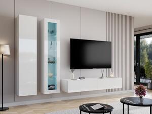 Obývací stěna Zigo III, Osvětlení: osvětlení LED - modré, Barva: bílá / bílá lesk 5902928697216