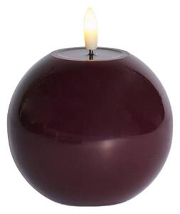SIRIUS Vosková LED svíčka Sille Bordeaux, kulatá, 9 cm, vínová, prům. 10 cm