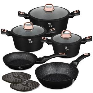 Sada nádobí s mramorovým povrchem 10 ks Black Rose Collection